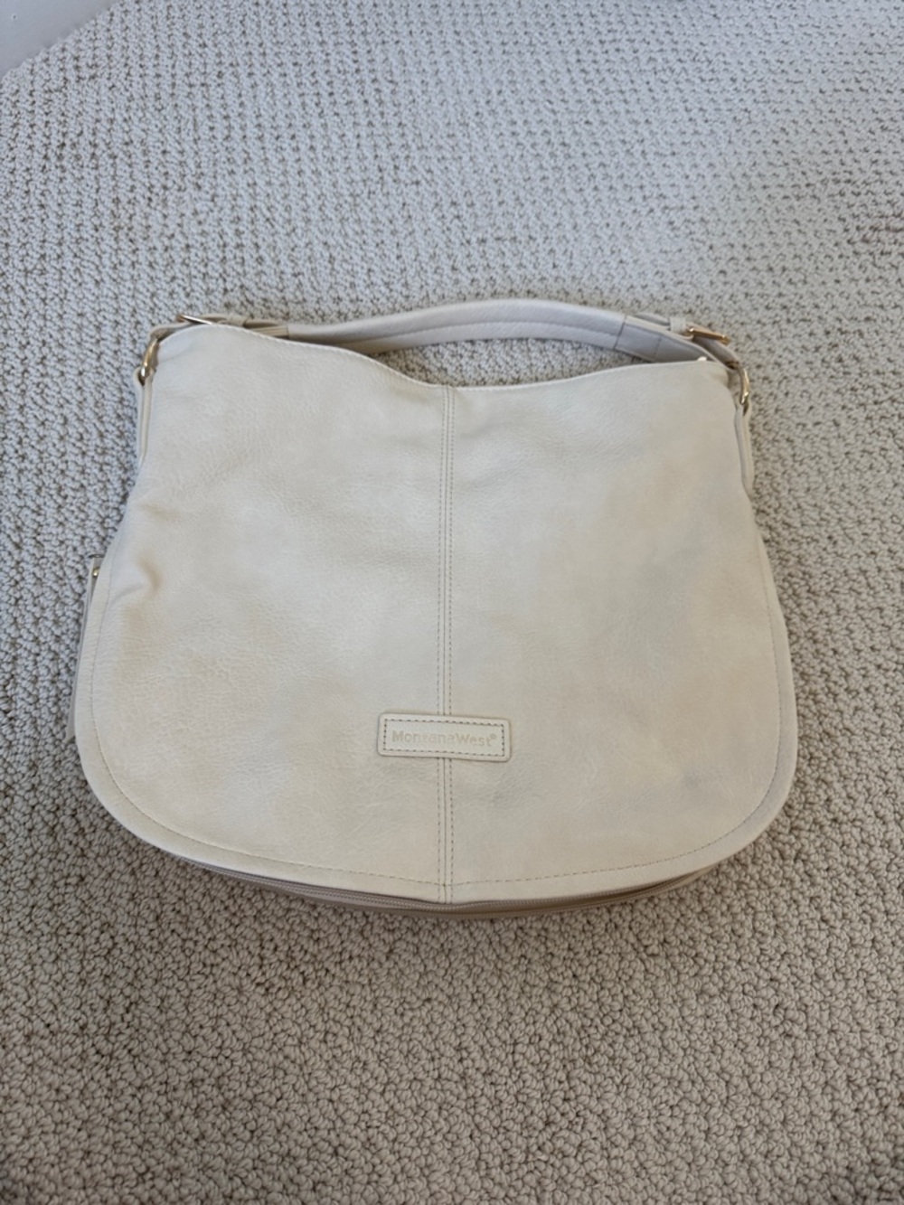 Montana West Cream Shoulder Bag with Top Handle